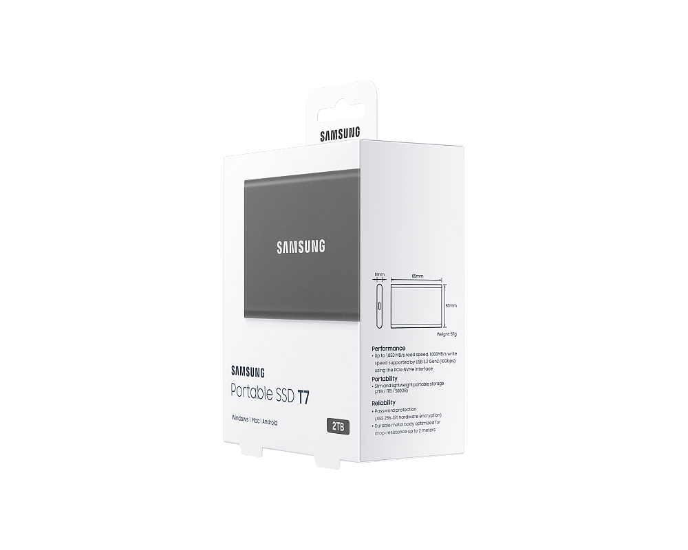Портативный SSD USB 3.2 T7 2TB MU-PC2T0H (Серый)